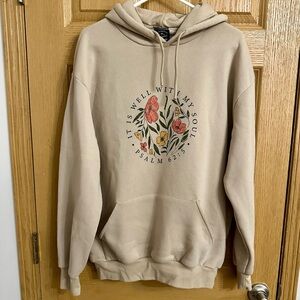 Beige Floral Bible Verse Hoodie | Psalm 62:5 | XL